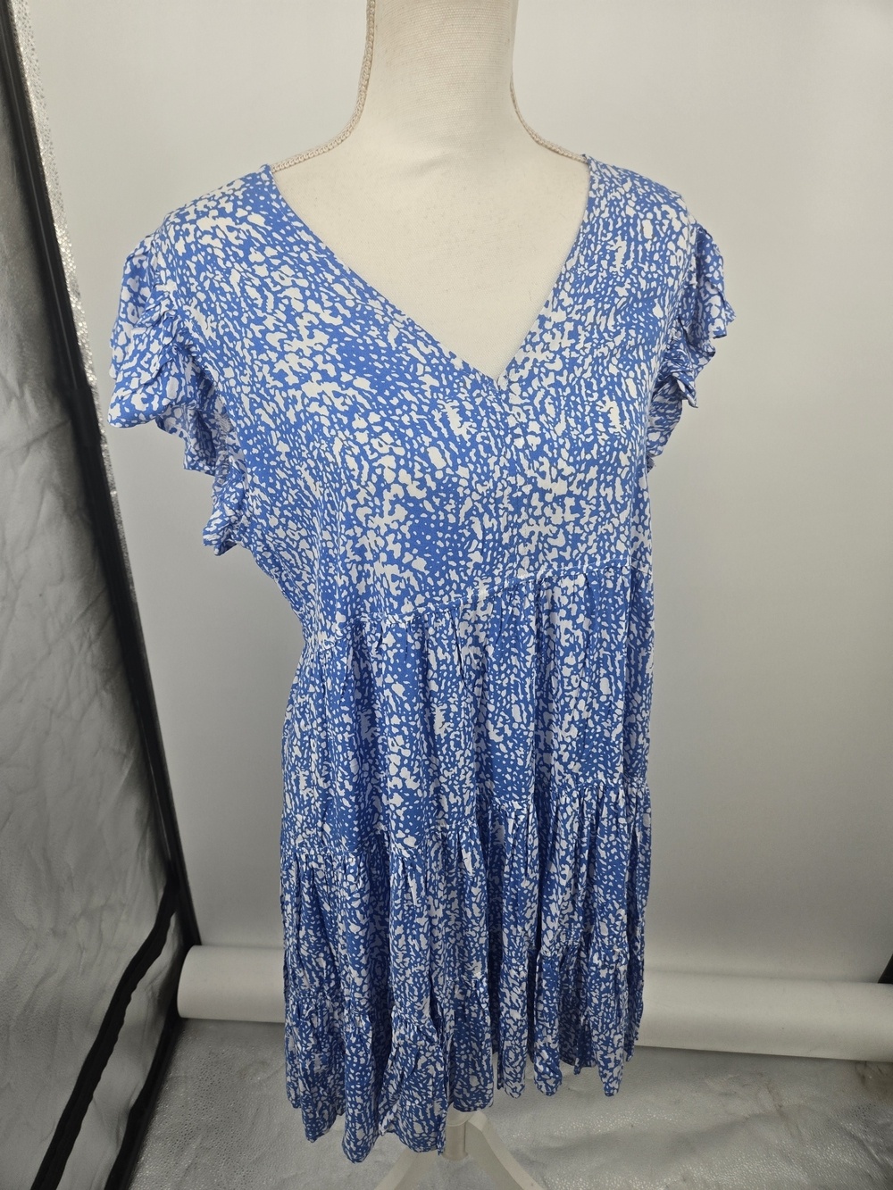 Pinch Blue Speckled Print Pullover Mini Dress Large (7288)